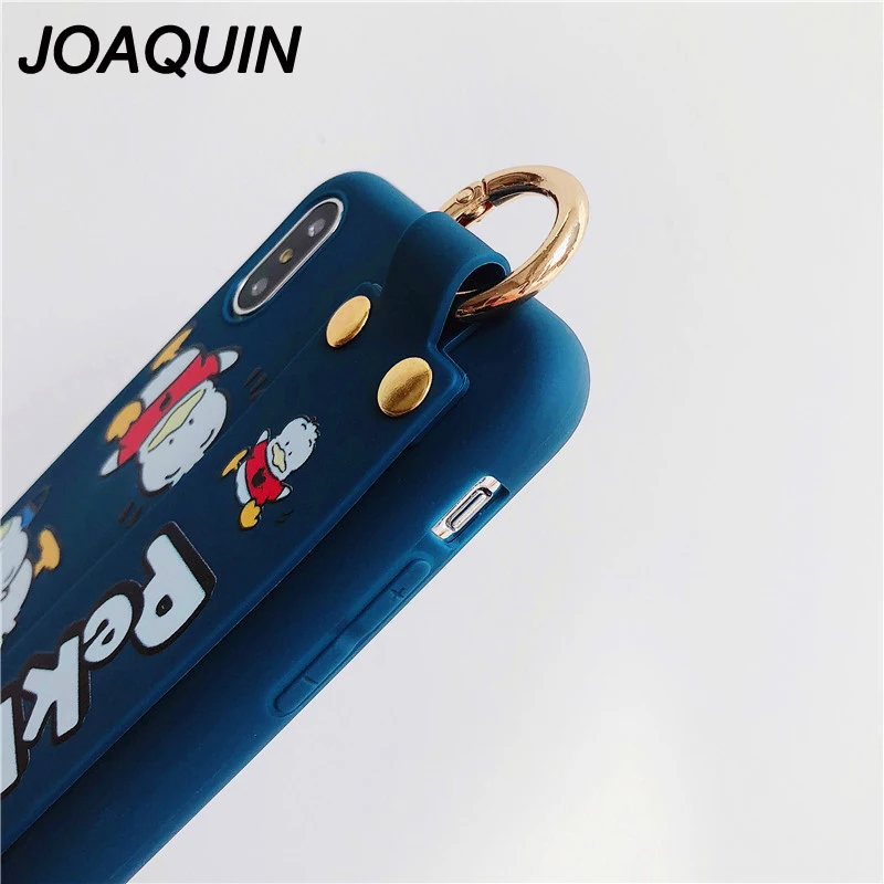 Hot Cute Cartoon Animal Duck Pig Soft TPU Phone Case For iPhone 6 6s 7 8 Plus X XS MAX XR Covers Couples Capa With A Wrist Strap |