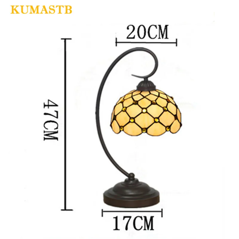 

European Vintage Table Lamp Stained Glass Bedside Table Light Study Desk Lamp Living Room Restaurant Bar Table Lamp