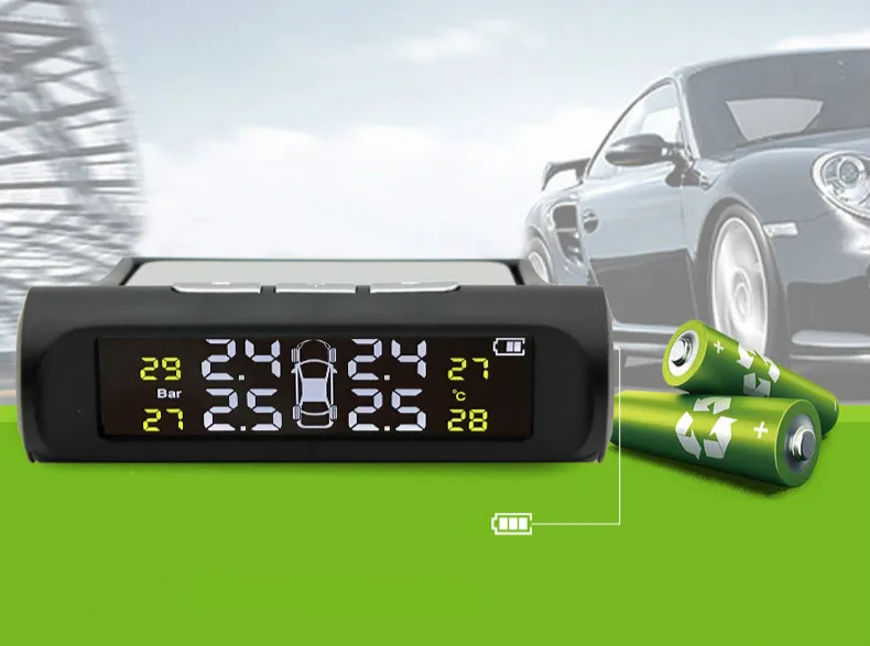 Новая система контроля давления в шинах на солнечной батарее TPMS 4 колесный