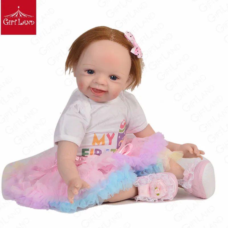 Reborn Baby Doll 22 дюймов Love littleAngel с большой улыбкой ручной работы Детская кукла розовая