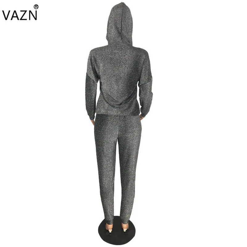 Женский спортивный костюм VAZN однотонный из 2 предметов с капюшоном длинным