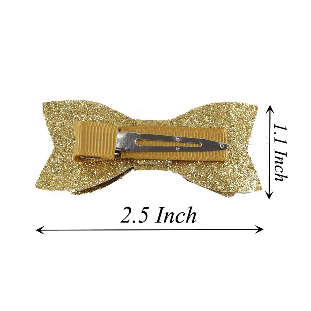 Модные блестящие кожаные заколки для волос с бантом девочек 5 шт./лот 2 дюймов