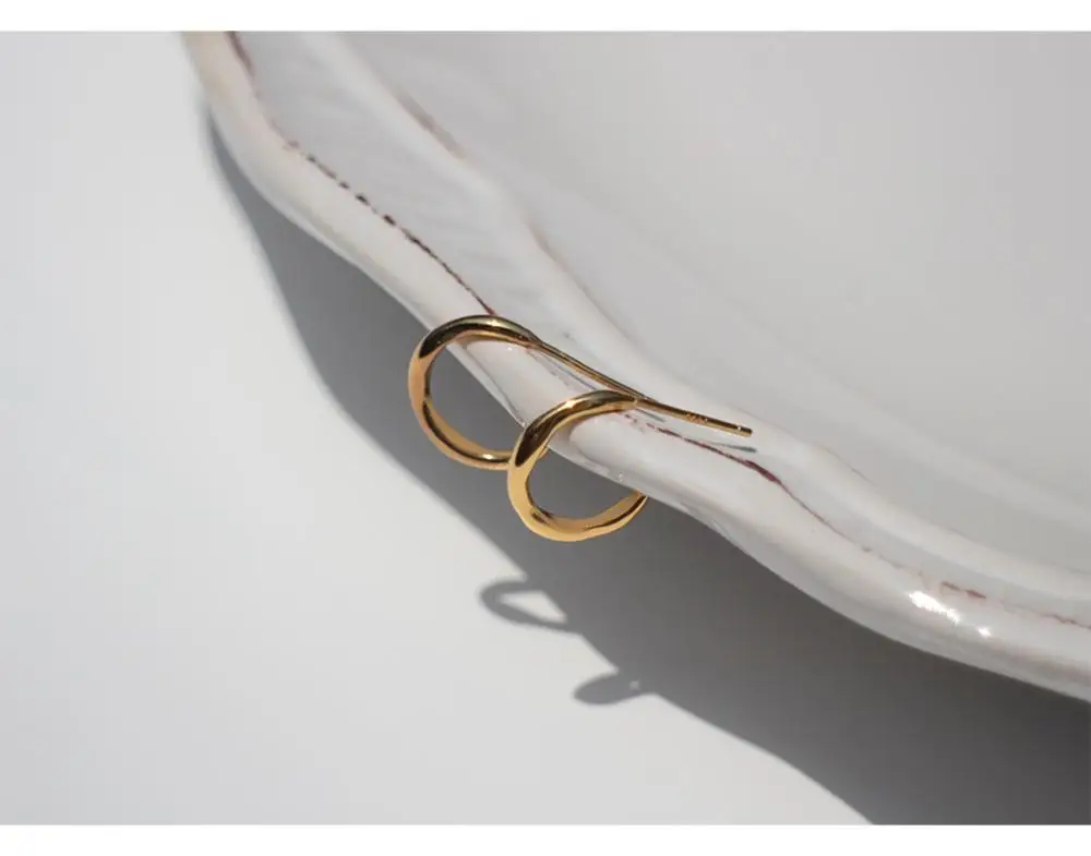 925 sterling silver fashion gold circle stud earring ear ring ear bone wild simple trend female girl silver ear jewelry