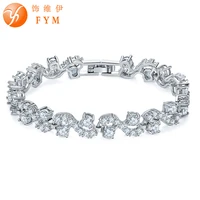 fym brand fashion jewelry silver color bracelets bangles for women luxury clear cubic zircon bracelet jewelry accessories
