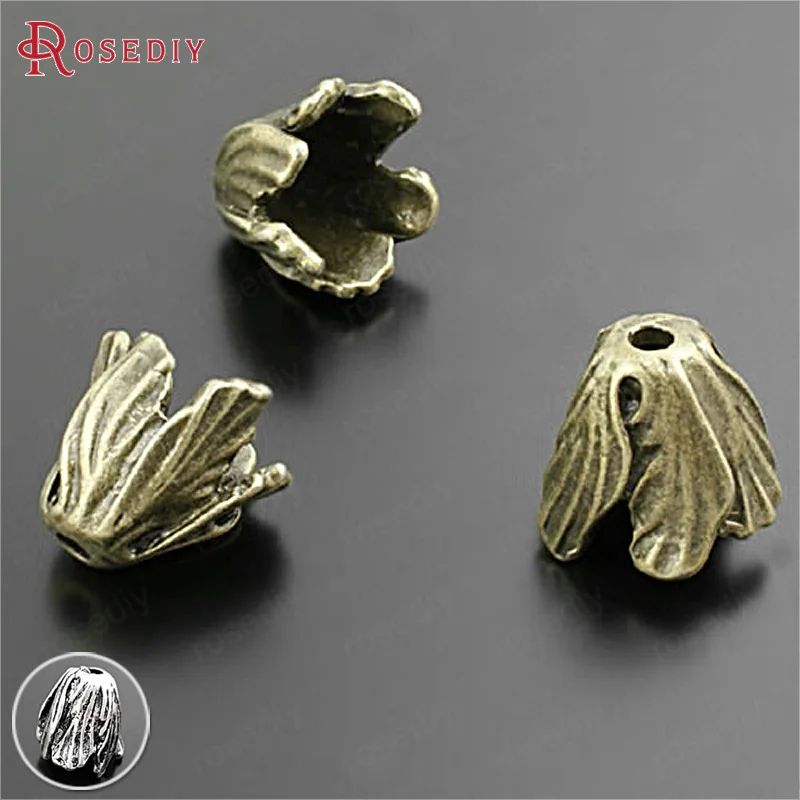 (28459)10PCS 15MM,height 14MM Antique Bronze Zinc Alloy Leaf Beads Caps Tassel Caps Diy Jewelry Findings Accessories Wholesale