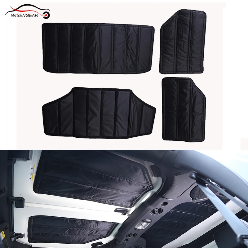 Wisengear 4 шт. черный Хардтоп шумоизоляция хедлайнера изоляции для Jeep Wrangler JK двери 2011