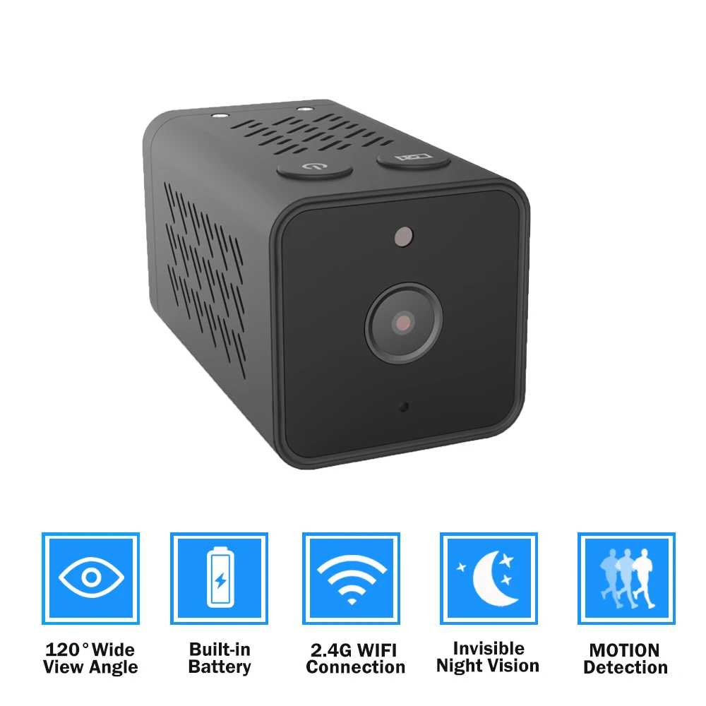 1080P HD wifi Беспроводная мини ip-камера с углом обзора 140 градусов ИК ночного видения мини видеокамера циклическая видеокамера встроенный аккумулятор IP CAM