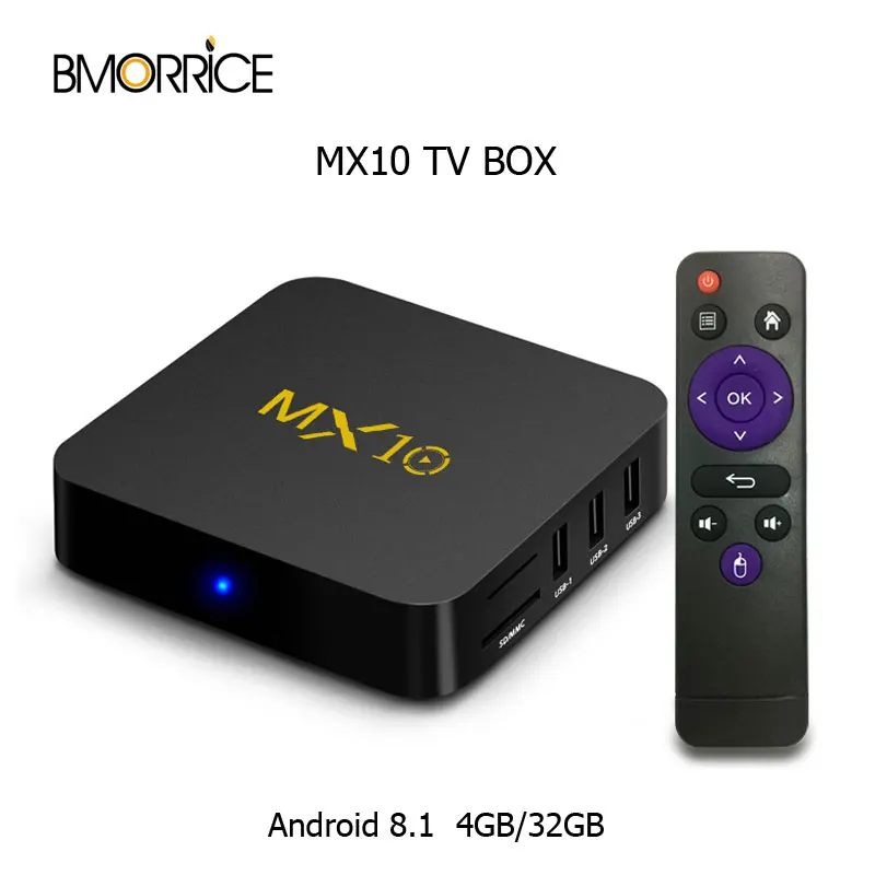MX10 Смарт ТВ коробка Android 8 1 RK3328 4 ядра 64bit DDR3 Гб оперативной памяти 32 встроенной K HD