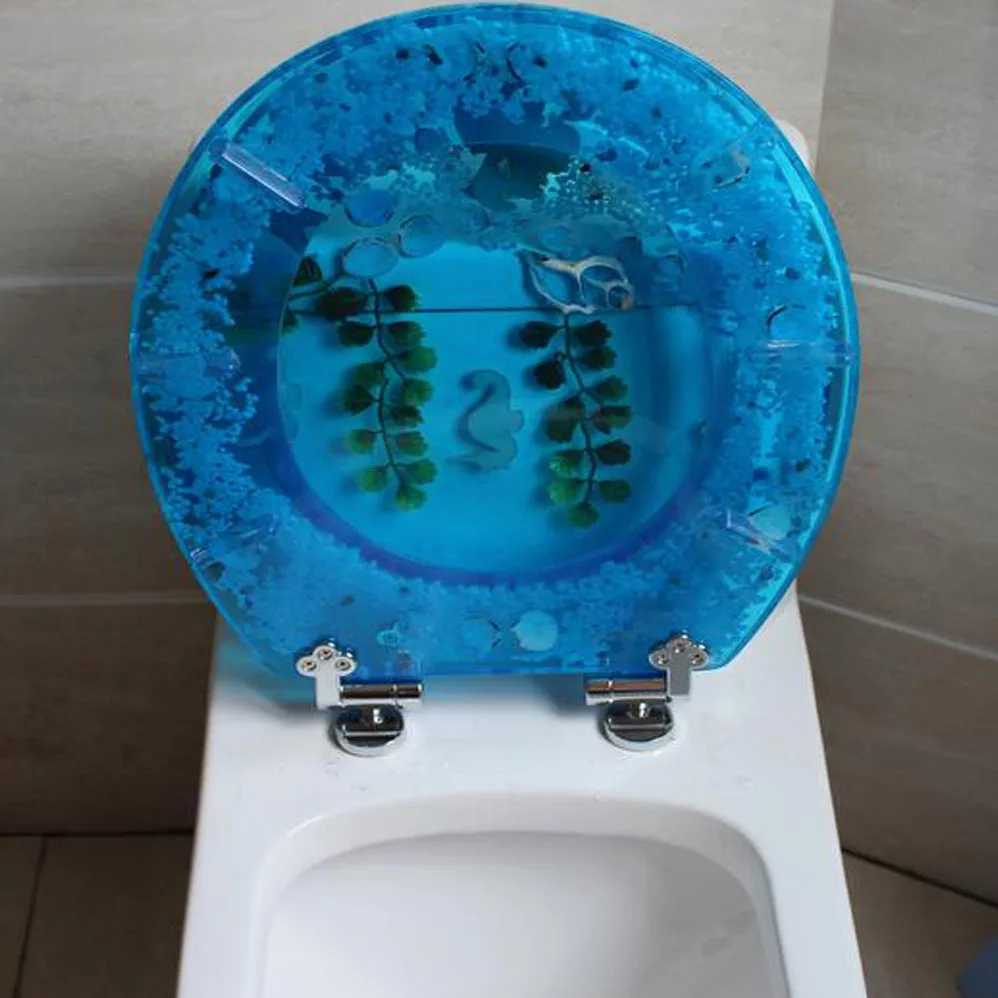 48*38CM High-grade Light blue beautiful Resin toilet seat cover |