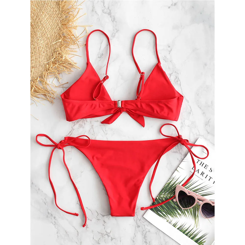 ZAFUL Комплект бикини с завязками на бретелях Тонкий бретельки Женский купальник
