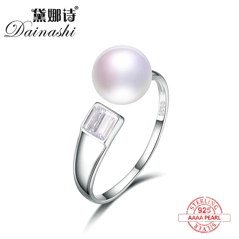 Dainashi 100% original 925 sterling silver pearl resizable rings fine jewelry with AAA zico for office/career christmas gifts | Украшения и