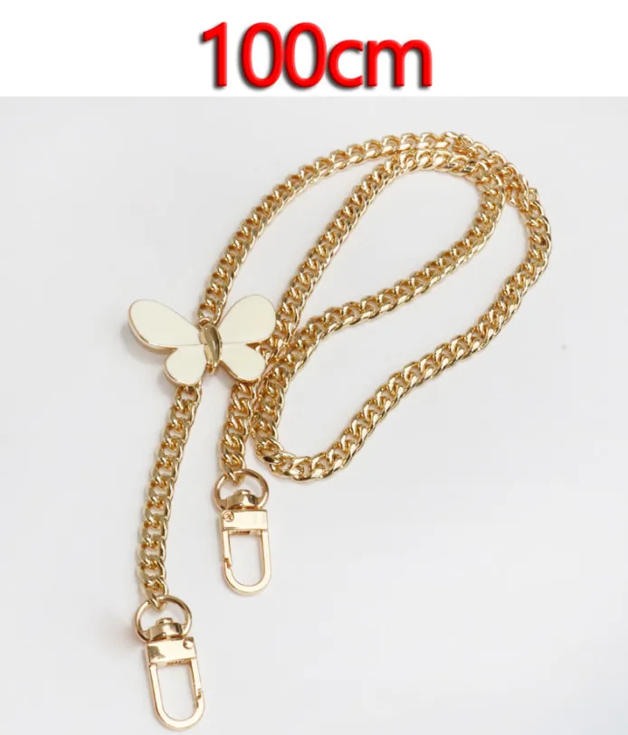 100cm Gold DIY аксессуары 50 см-150 см Сменные золотые металлические цепочки, плечевые ремни для маленьких сумок, сумки модные 8 мм сумки с ручками ремни - Цвет: 100cm Gold
