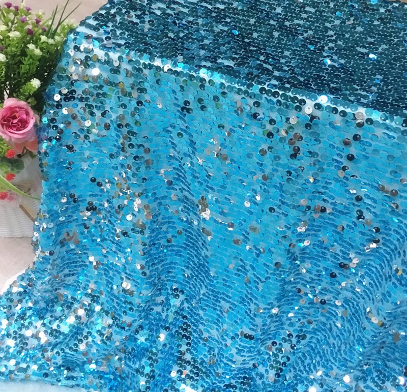 GLace 1Y/партия синие полоски ткань с блестками вышитые бусины газовая сетка для