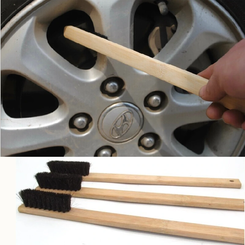 

27Pcs 40cm Car Engine Tire Wheel Rim Cleaning Brush Long Bamboo Handle Natural Bristl Auto Detailing Washer