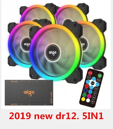 5 FAN and IR Remote Aigo DR12 компьютерный корпус ПК охлаждающий вентилятор RGB отрегулировать светодиодный 120 мм тихий+ ИК пульт дистанционного управления компьютерный кулер охлаждающий RGB чехол вентилятор - Цвет лезвия: 5 FAN and IR Remote