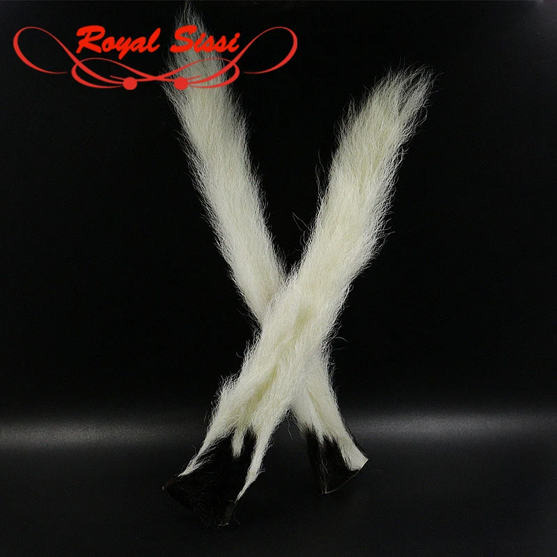 

2 tails premium calf kip tails natural white Calf Tail Crinkled kink hair fiber bonefish steelhead patterns fly tying materials