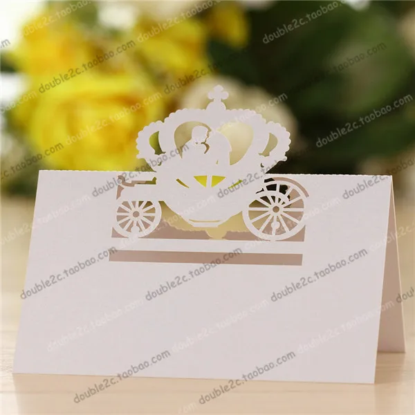 

50pcs/lot Free Shipping Rumpkin Carriage Wedding Invitations Party Table Name Place Card Give Tour Loved a Romantic Fairy Story