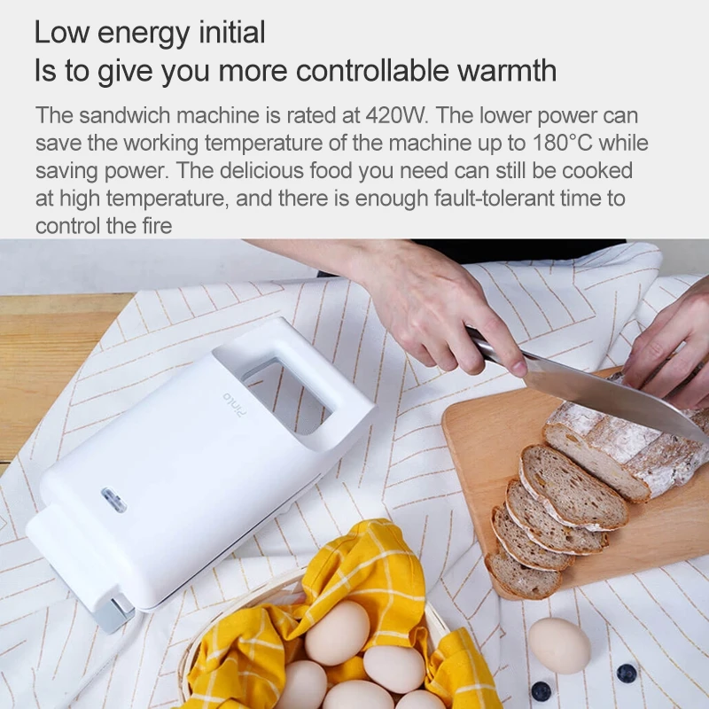 

Xiaomi Pinlo Mini Sandwich Machine 420W Kitchen Breakfast Bread Maker Curved Surface Toaster Maker Frying Egg Machine