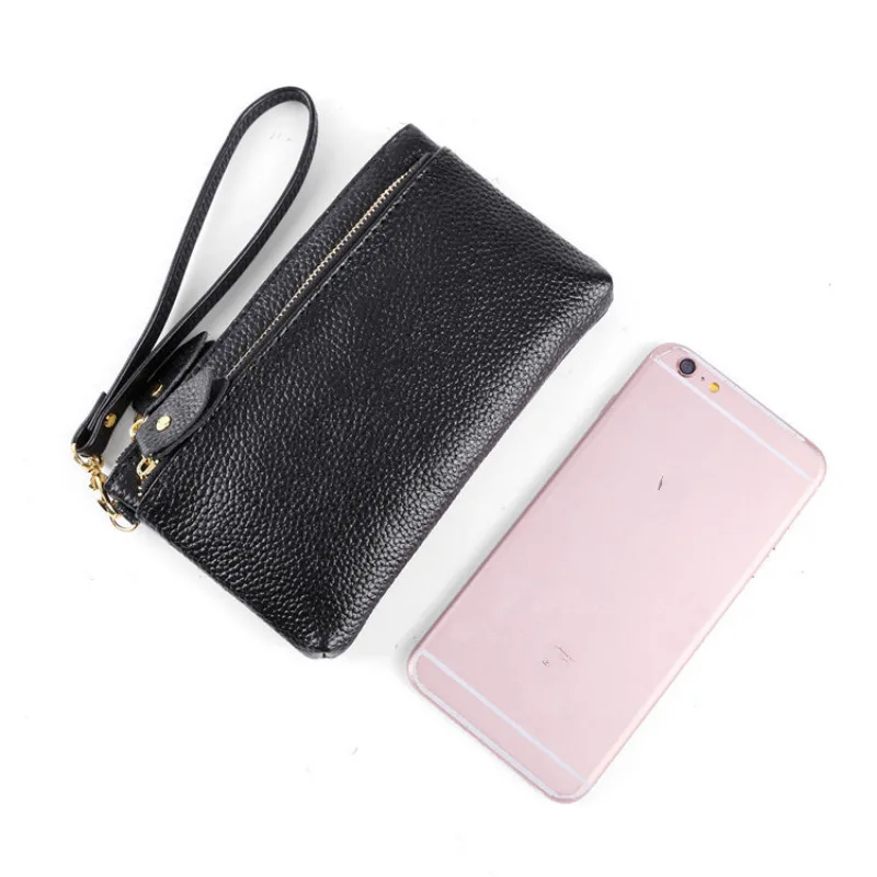 Женский кошелек из натуральной кожи Одноцветный на молнии с отделением для карт