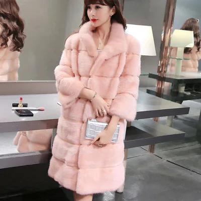 

Plus Size S-4XL Luxury Women's Winter Coat 2020 Mink Fur Coats Warm Women Elegant Female Jacket Autumn Hooded Long Coat With Fur