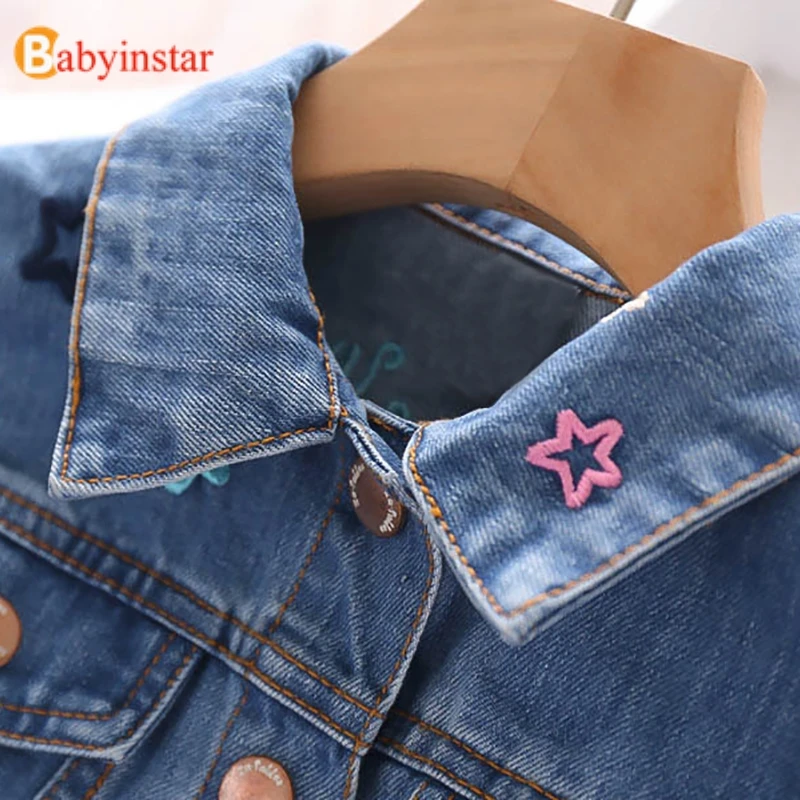 New Kids Denim Jacket For Girls Cute Unicorn Clothes Full Sleeve Little Clothing Letters Print Baby Girl Fall | Детская одежда и