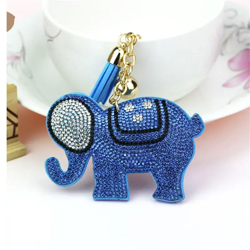 Cute Animal Elephant Crystal Golden Ball Korean Velvet KeyChain For Women Bag Holder Car Key Chain | Украшения и аксессуары