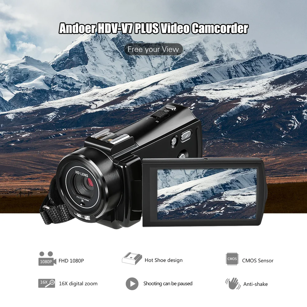 Andoer HDV V7 PLUS 1080P Full HD 24MP Портативная Домашняя Цифровая видеокамера с дистанционным