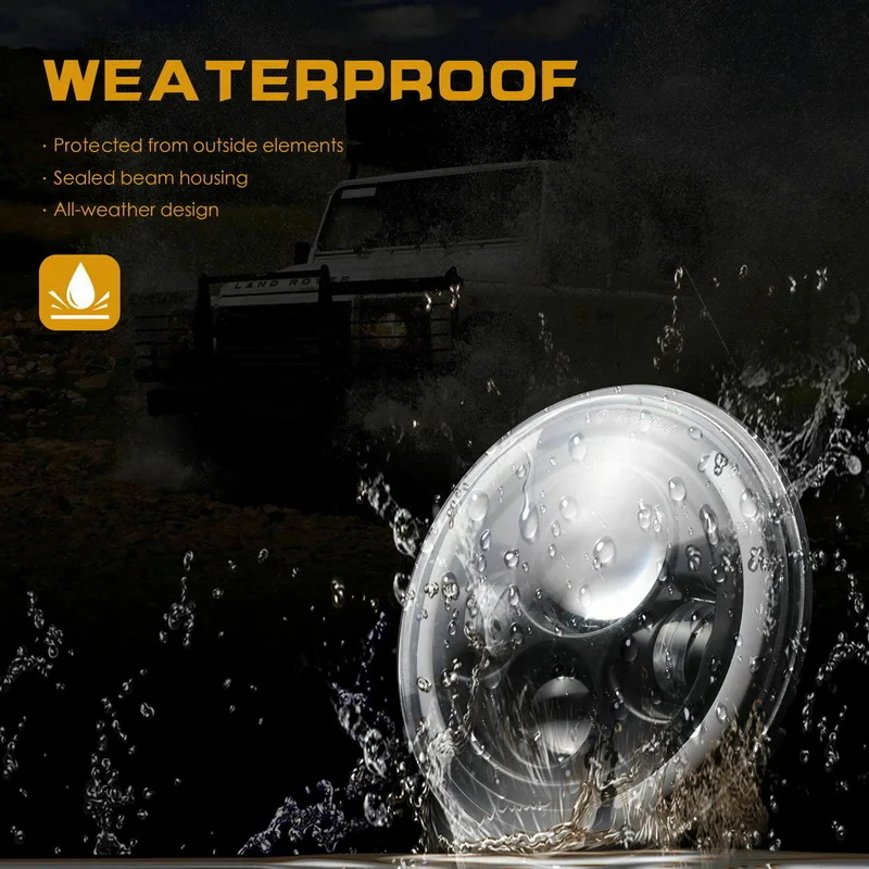 

Safego 150W 7Inch H4 H13 LED Headlight High Low Beam Halo Ring Angel Eyes Running Light for Offroad Motorcycle