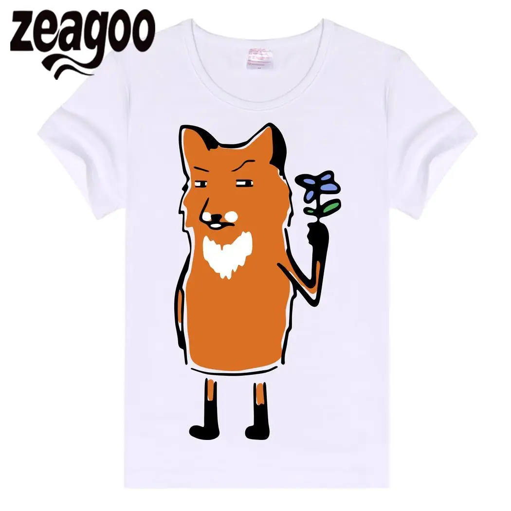 Zeagoo fox Повседневная Базовая Однотонная футболка с круглым вырезом Slim Fit Мягкая