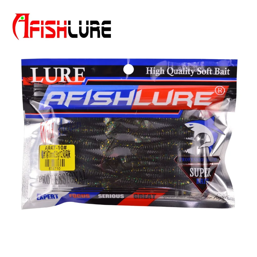Afishlure винт Т хвост мягкий червь 70 мм/2,9 г Maggot пластиковые рыболовные приманки плавающие черви искусственные приманки Pesca 12 шт./лот Grubs