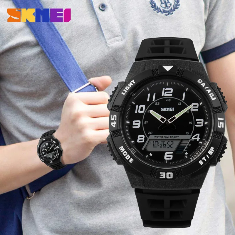SKMEI мужские спортивные цифровые часы кварцевые аналоговые водонепроницаемые