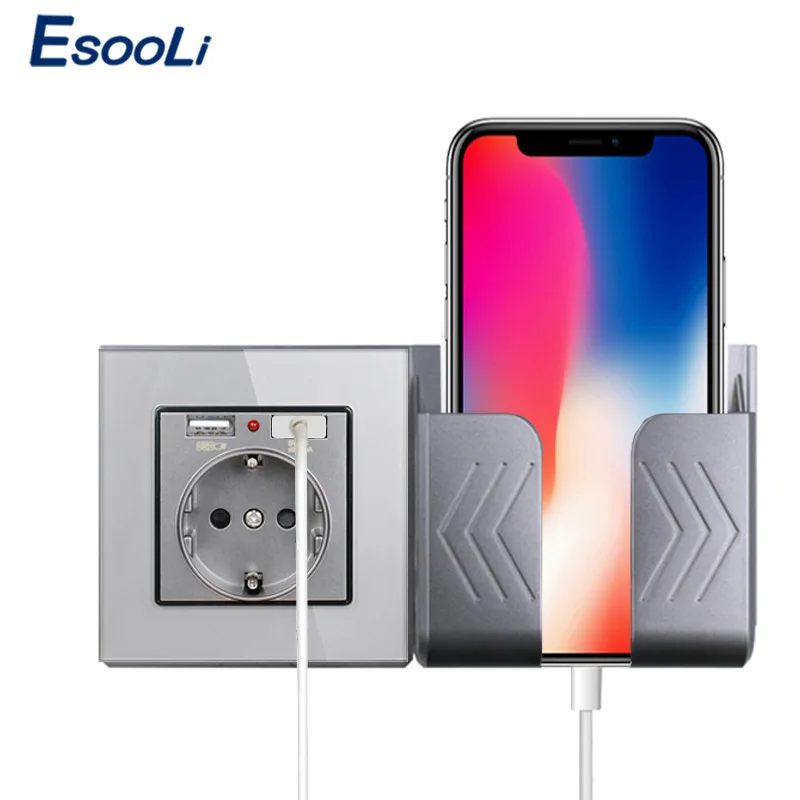 Esooli Хрустальное стекло 2A двойной USB зарядное устройство на стене адаптер зарядка