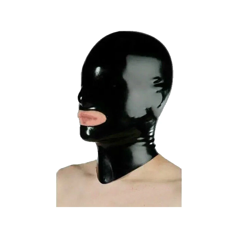 

Pure Latex Mask Rubber Fancy Party Cool Black Hood Mask Headgear Size XXS-XXL