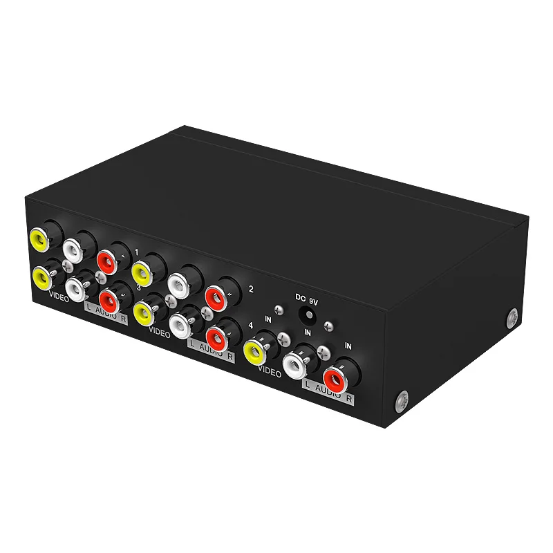 4 портовый RCA Аудио Видео AV разделитель распределитель 1 вход на выход с адаптером