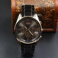 fashion wrist watch mens 3 dials style round metal alloy band quartz watches 8871