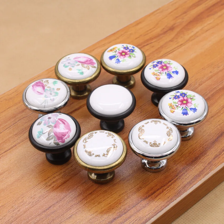 32 мм цветные керамические круглые ручки для шкафа дверных ручек ящики мебели |