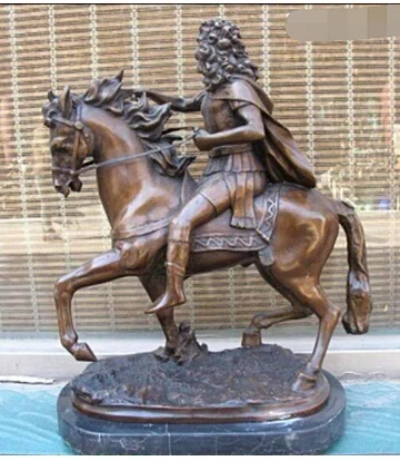 

Western 100% Bronze Marble statue art Greek soldiers riding Art Sculpture Crafts Home Furnishing Arts pure copper