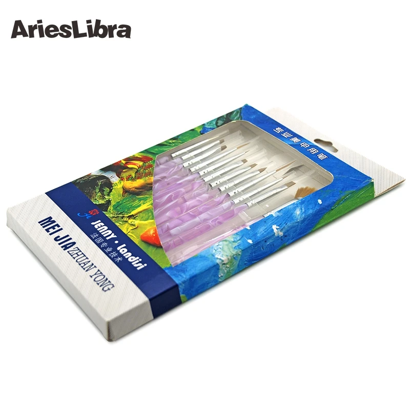 Набор кистей для нейл-арта 12 шт./компл. фиолетовый и оранжевый цвета | Красота