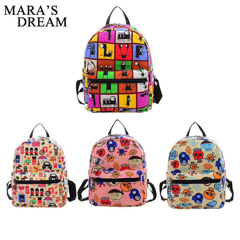 Mara's Dream Printing Canvas Backpacks Mini School Bags For Teenage Girls Backpack Women Shoulder Small Bag | Багаж и сумки