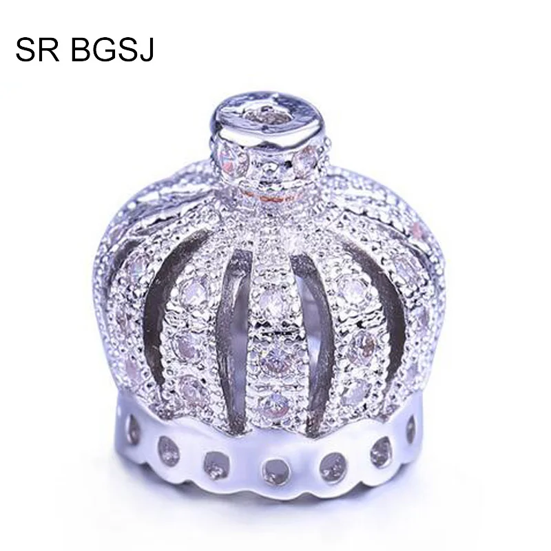 Free Shipping 6Pcs Jewelry Findings Micro Inlay Crown Tassel Accessories Cap Zircon Pendant beads Connectors|Ювелирная фурнитура и