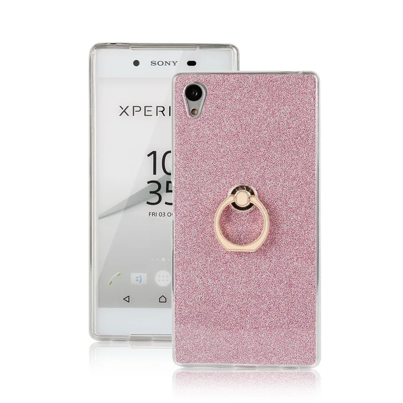 For Sony Z5 E6603 Case Shiny Glitter Silicon TPU with Rotate Finger Ring Soft Back Cover for Xperia D6633 D6653 |