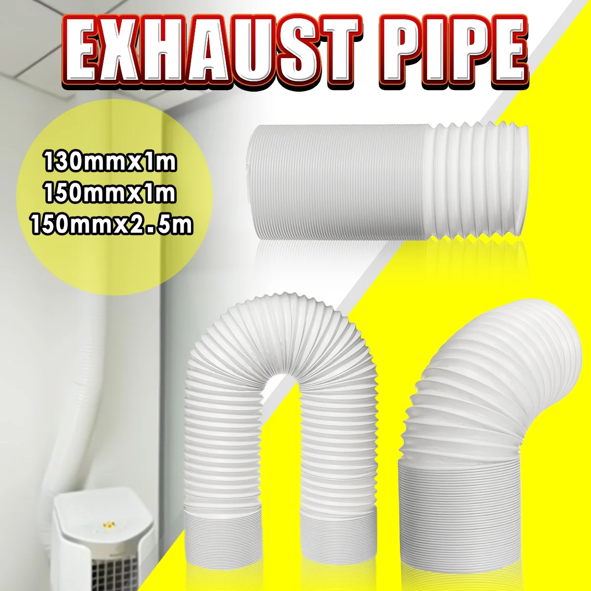 

1m/2m/3m Exhaust Pipe Flexible Air Conditioner Exhaust Hose Vent Tube Pipe 13cm/15cm Diameter Portable Duct Outlet Exhaust Tube