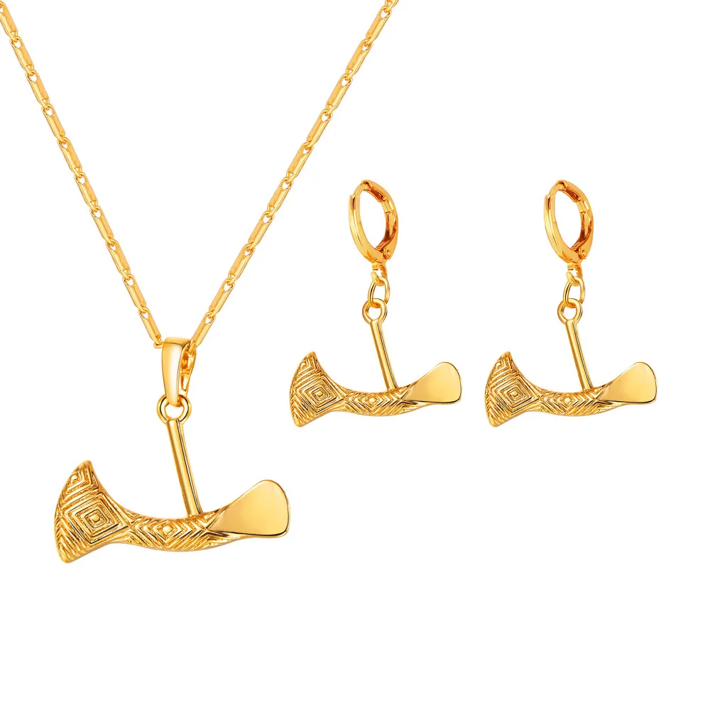 PNG комплект ювелирных изделий: камень топор подвеска ожерелья и серьги для женщин