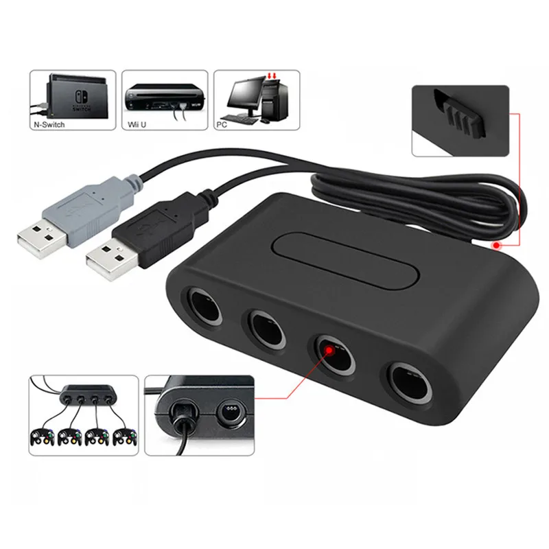 2 в 1 контроллер адаптер конвертер для W ii U PC GameCube Nintendo WiiU переключатель NS 4 портов и
