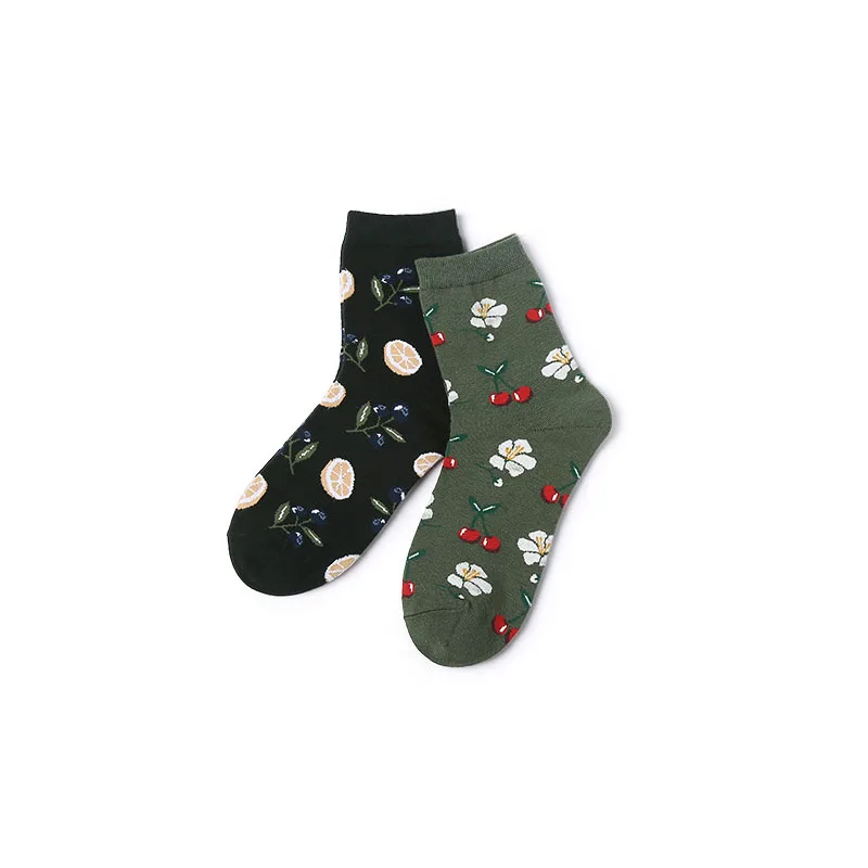 Topchild creative illustrations socks Tropical fruit avocado banana lemon sock happy winter thick Warm unisex Casual comfortab | Женская