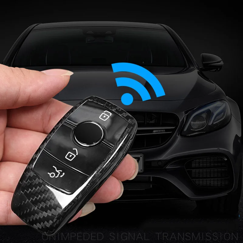 Чехол для автомобильного ключа из настоящего углеродного волокна отделка Mercedes