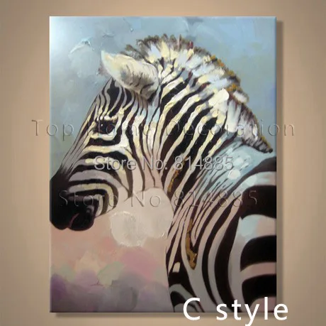 Модный Рисунок Зебра на холсте черно-белая ручная роспись абстрактная картина