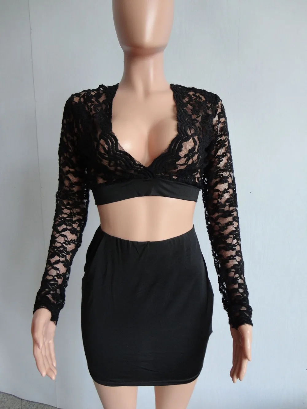 Ruby's Closet кружевной кроп Топ Мини юбка Женский комплект из двух предметов с