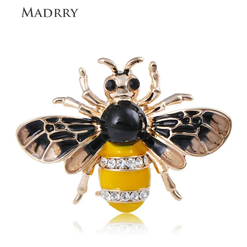 

Madrry Vivid Bee Brooches Enamel Crystal Insect Brooch Jewelry Women Men Dress Denim T-Shirt Collar Pins Daily Accessories Gifts