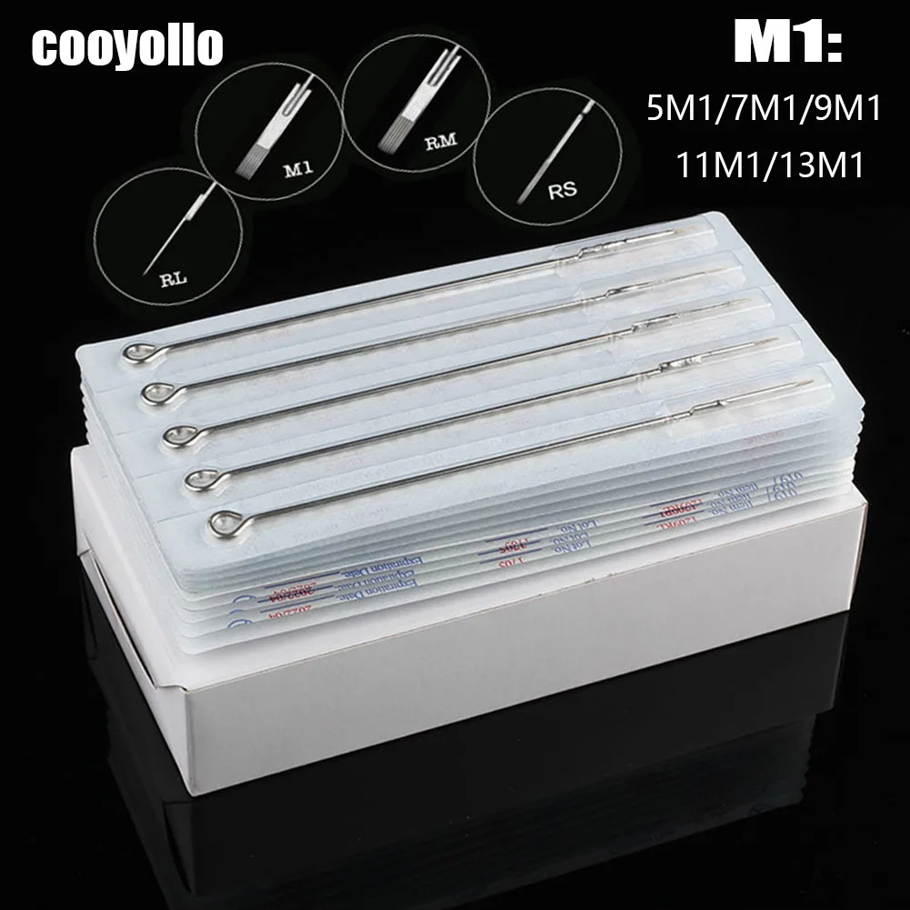 

Free Shipping 50pcs 5M1/7M1/9M1/11M1/13M1 Tattoo Microblading Manual Needles Tattoo Machine Round Needles Sterilized RL/RS/RM/M1